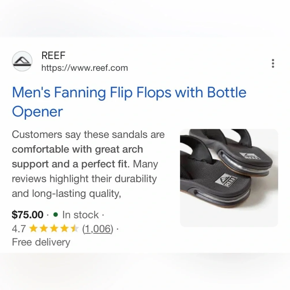 Reef Black and Silver Fanning Flip-Flop with Bottle Opener
